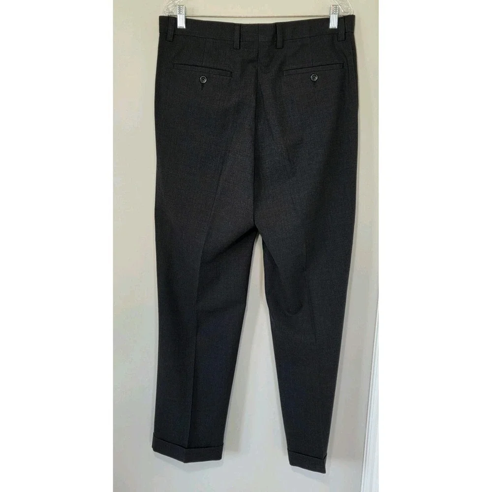 Milano Men's Pleated Cuffed Dress Pants Trousers 34x30 Wool Loose Black